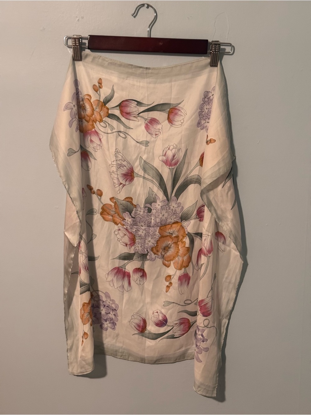Large Square Satin Bandana Scarf from Italy Luxury Floral Pattern